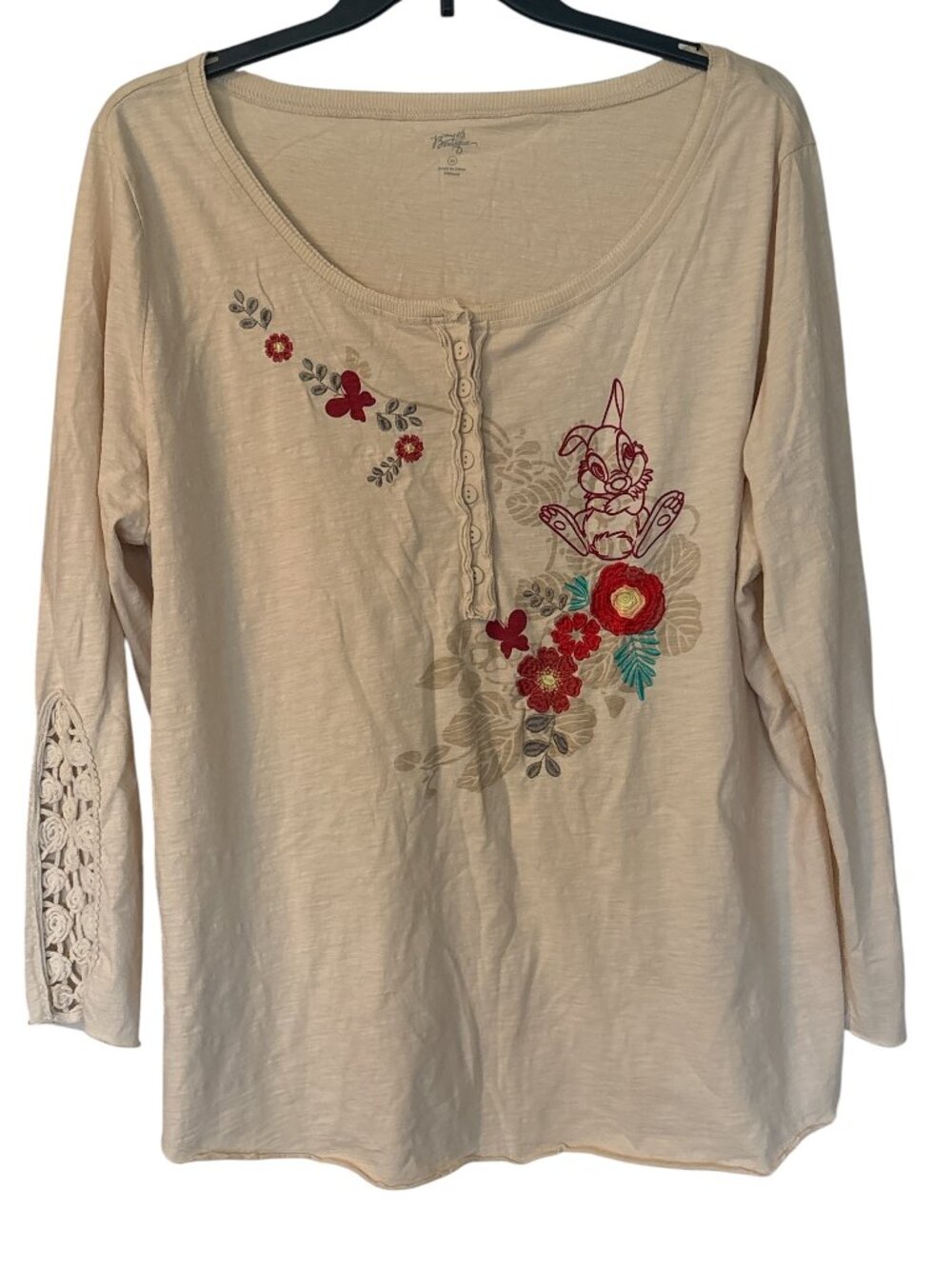 Disney Parks Boutique Thumper and Flower Long Sleeve Henley Shirt Size 3X